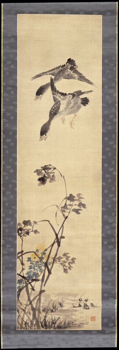 الأوز والقصب (التمرير المعلق والقلم والحبر واللون على الساتان) بواسطة Sung op 1843 97 Chang